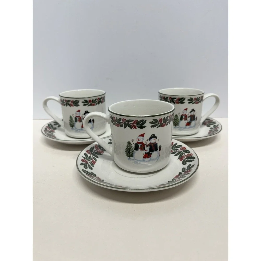 Set Of 3 GEI Snowman Family 6 oz Cup 6